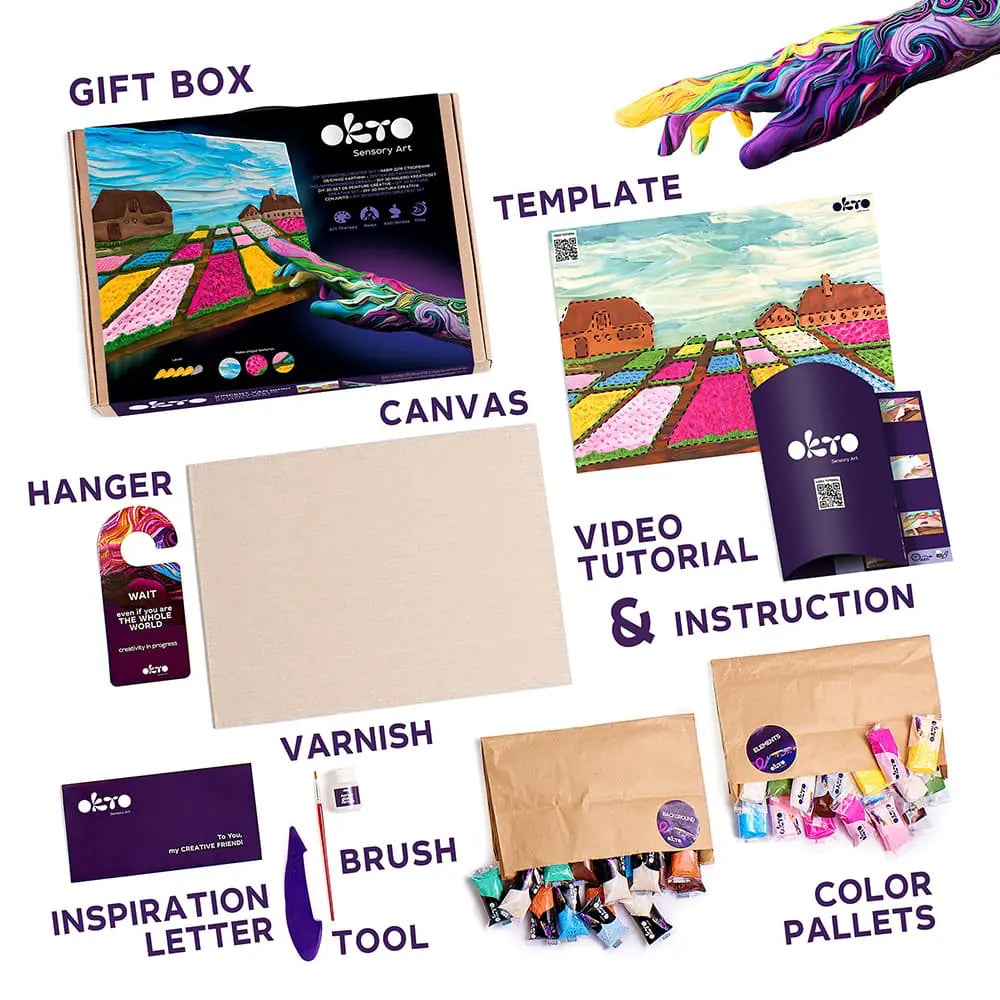 3D PICTURES Famous Masterpieces DIY 3D painting creative set ”Flower beds in Holland” 11.8" x 15.7" inch