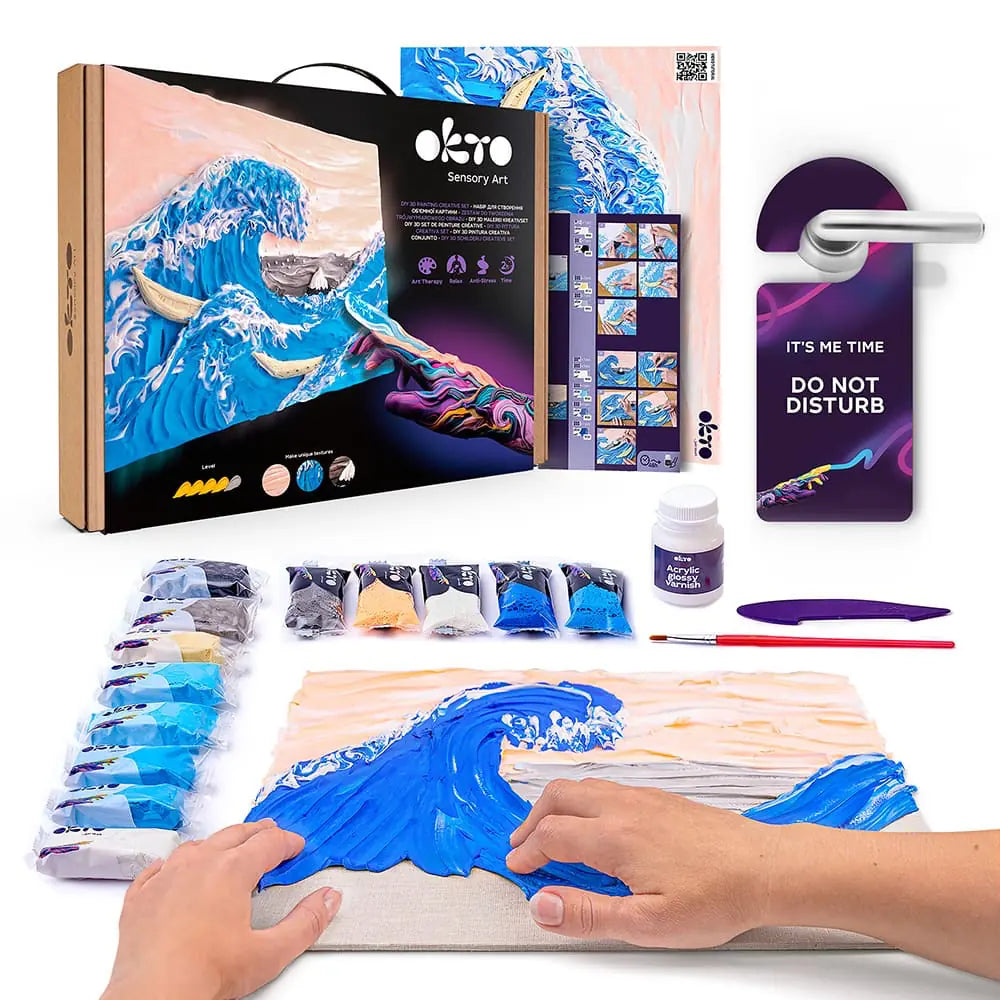 3D PICTURES Famous Masterpieces DIY 3D painting creative set ”Big wave in Kanawaga” 11.8" x 15.7" inch