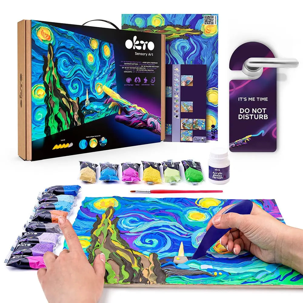 3D PICTURES Famous Masterpieces DIY 3D painting creative set ”Starry night” 11.8" x 15.7" inch