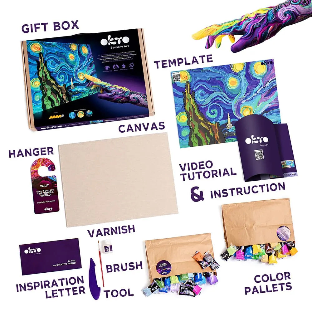 3D PICTURES Famous Masterpieces DIY 3D painting creative set ”Starry night” 11.8" x 15.7" inch