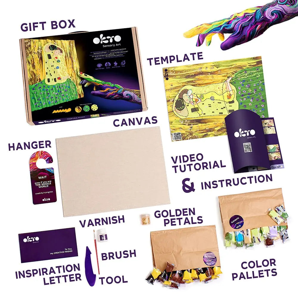 3D PICTURES Famous Masterpieces DIY 3D painting creative set ”KISS” 11.8" x 15.7" inch