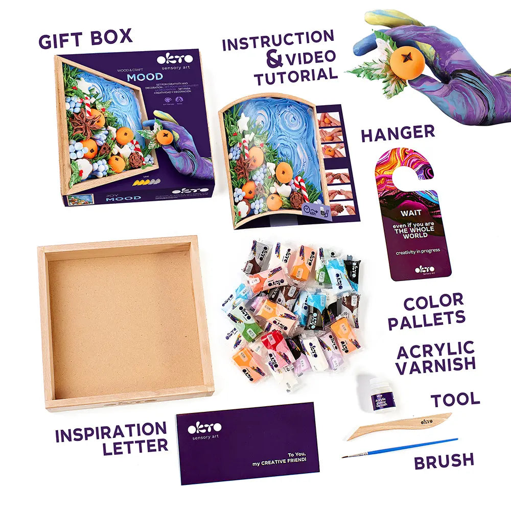 set Wood&Craft DIY Mood TM OKTO Joy 8.3" x 8.3" inch