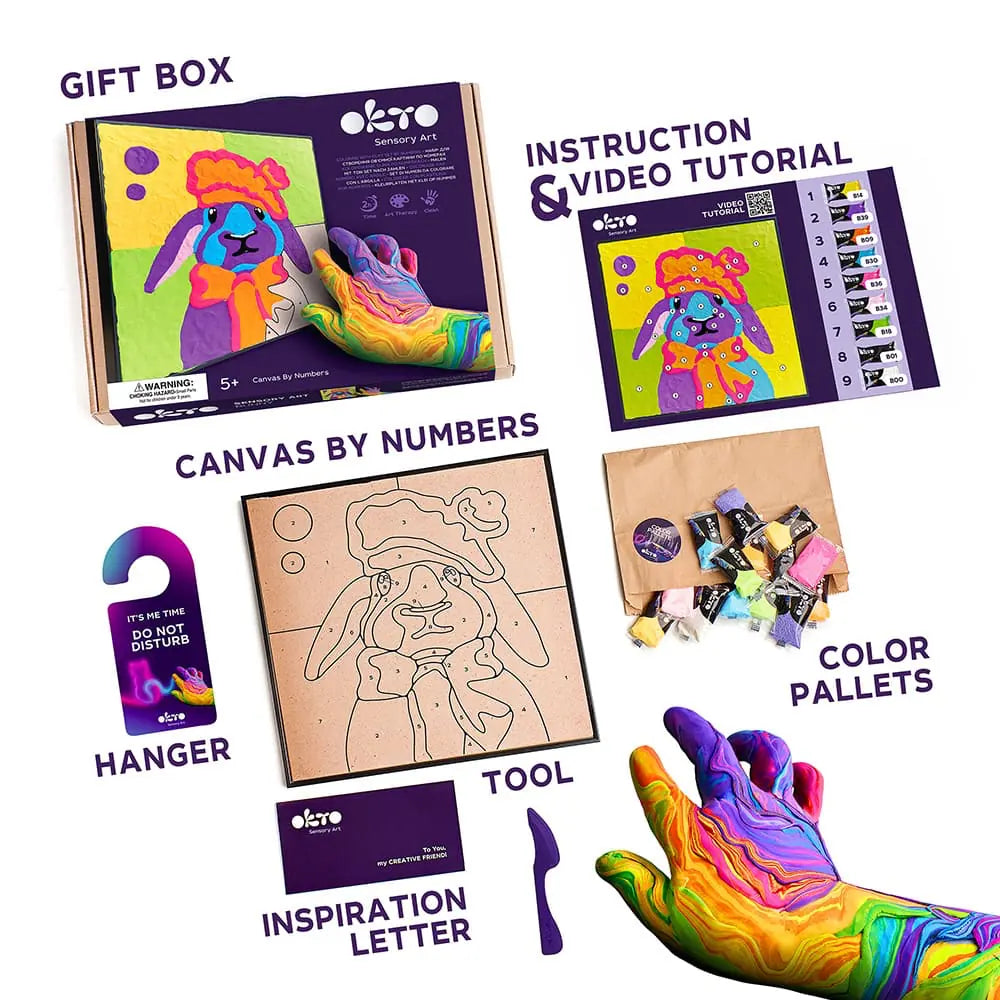 Coloring with clay set by numbers  ТМ ОКТО   BUNNY 11.8" x 11.8" inch