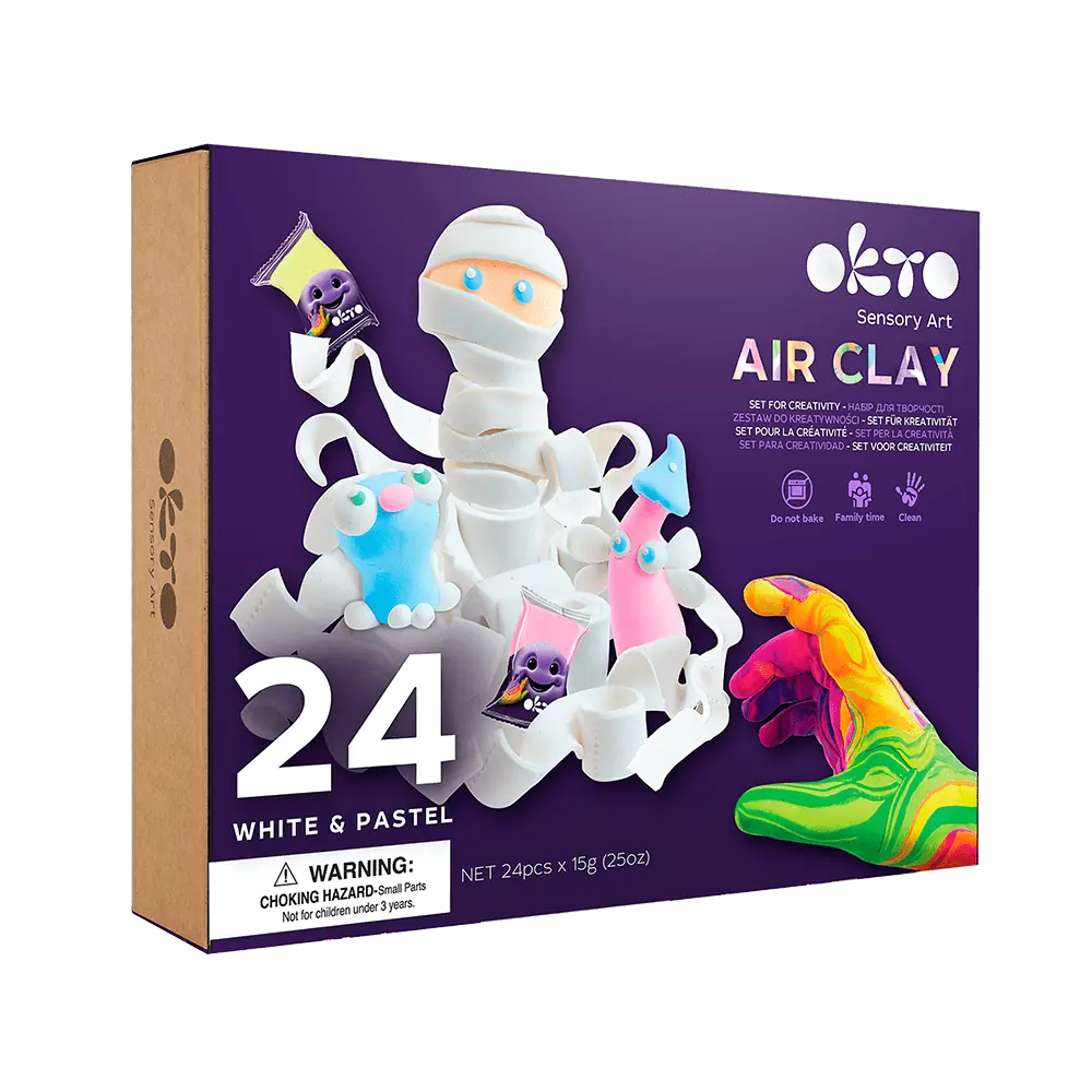 Set with air clay KIDS LINE 24 White & pastel