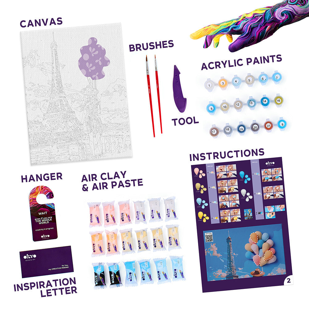 3D modeling+painting kit TM OKTO & Ideyka "Greetings from Paris" 11.8" x 15.7" inch