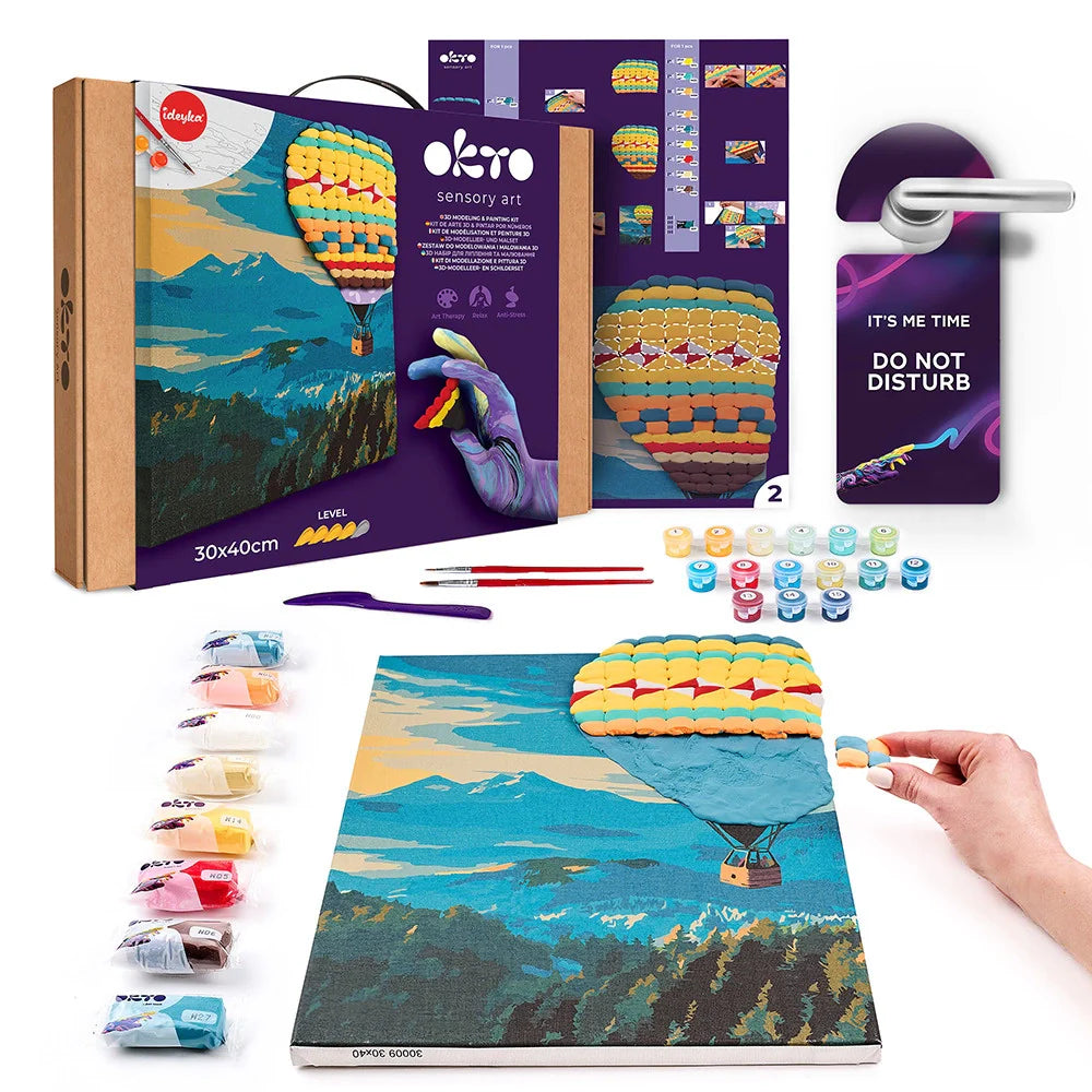 3D modeling+painting kit TM OKTO & Ideyka "Hot air balloon flight" 11.8" x 15.7" inch
