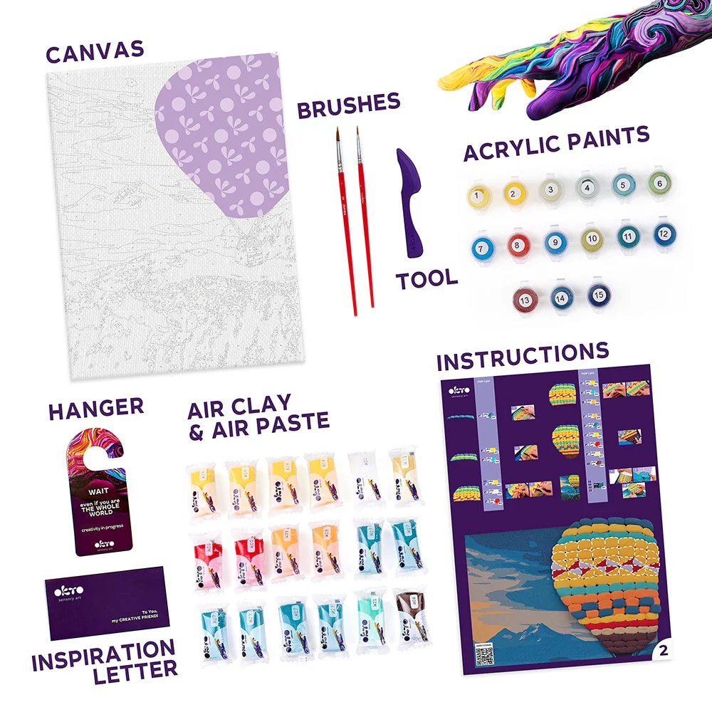 3D modeling+painting kit TM OKTO & Ideyka "Hot air balloon flight" 11.8" x 15.7" inch